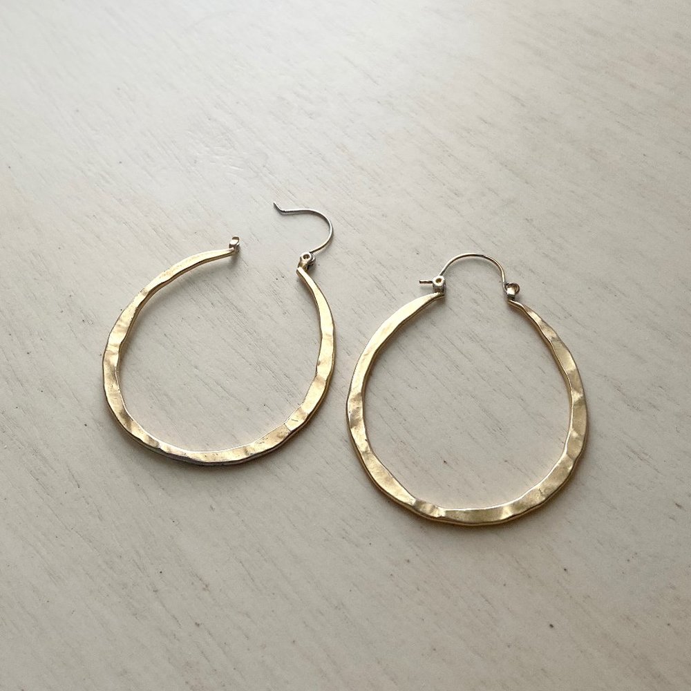 Anthropologie Gold Textured Hoops